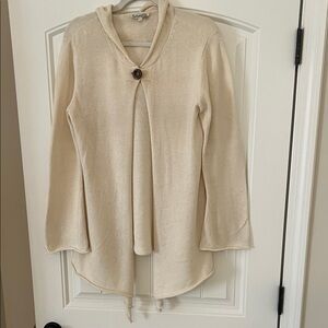 Indigenous Women’s Hand Loomed Hooded Cream Open-Front Cardigan Sz M